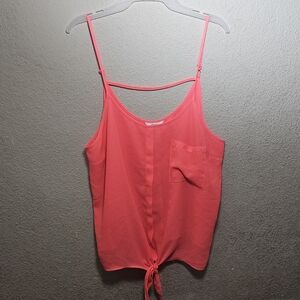 Coral Sleeveless Tie-Front Top